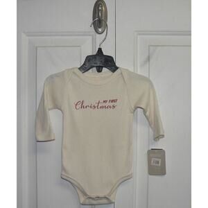 Tenth & Pine‎ My First Christmas Long Sleeve Bodysuit in Natural 0-3M MSRP $29